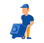sjouwhulp-verhuizer-wasmachine illustratie van verhuizer met wasmachine op steekkar